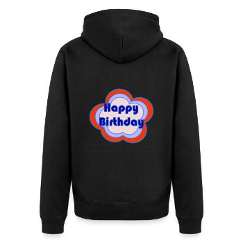 JOYEUX ANNIVERSAIRE. HAPPY BIRTHDAY. ANNIVERSAIRE. - Veste à capuche bio Premium Unisexe - noir - Dos - Nico (187cm)