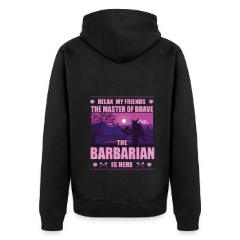 Barbarian - Master of Courage: Wild Strength - Unisex Premium Organic Zip Hoodie - black - Back - Nico (187cm)