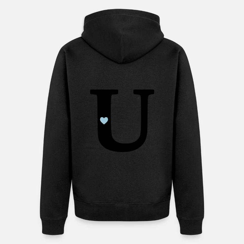 Buchstabe U Anfangsbuchstabe - Unisex Premium Bio Zip Hoodie - Schwarz