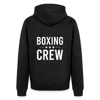 Boxing Crew - Unisex Premium Organic Zip Hoodie - black - Back - Nico (187cm)