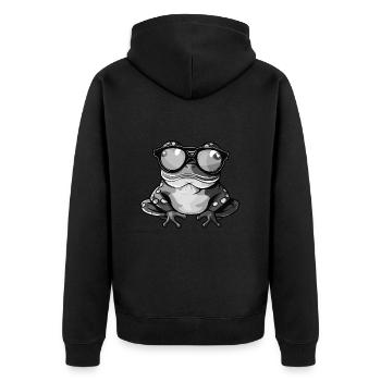 Frog Funny Cool - Unisex Premium Organic Zip Hoodie - black - Back - Nico (187cm)