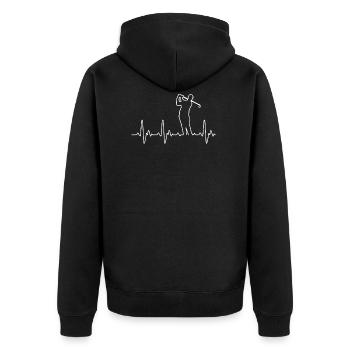Heart of Golf - Unisex Premium Organic Zip Hoodie - black - Back - Nico (187cm)