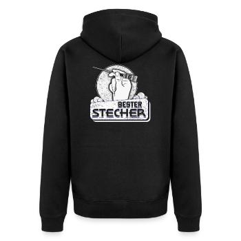Bester Stecher Krankenpfleger - Unisex Premium Bio Zip Hoodie - Schwarz - Hinten - Nico (187cm)