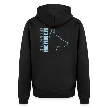 HOLLANDSE HERDER PROFIL - Unisex Premium Bio Zip Hoodie - Schwarz - Hinten - Nico (187cm)