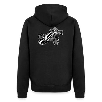 Rennwagen / Race Car 02_schwarz weiß - Unisex Premium Bio Zip Hoodie - Schwarz - Hinten - Nico (187cm)