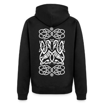 oiseaux celtiques - Veste à capuche bio Premium Unisexe - noir - Dos - Nico (187cm)