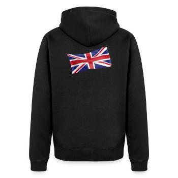 Union Jack Großbritannien UK Fahne Flagge - Unisex Premium Bio Zip Hoodie - Schwarz - Hinten - Nico (187cm)