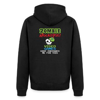 Gamer Zombies Videospieler Controller Geschenk - Unisex Premium Bio Zip Hoodie - Schwarz - Hinten - Nico (187cm)