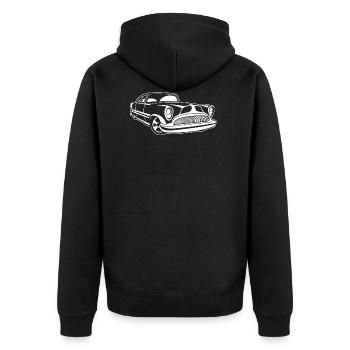 Lowrider / Oldtimer / Muscle Car 03_weiß - Unisex Premium Bio Zip Hoodie - Schwarz - Hinten - Nico (187cm)
