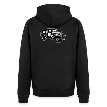 Camionnettes vintage 01_schwarz blanc - Veste à capuche bio Premium Unisexe - noir - Dos - Nico (187cm)
