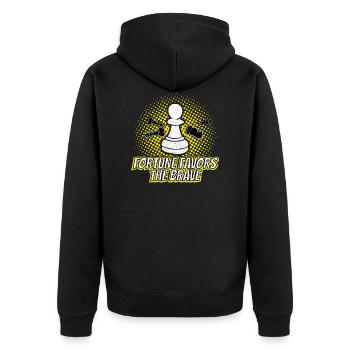 Fortune Favors The Brave Gift - Unisex Premium Organic Zip Hoodie - black - Back - Nico (187cm)