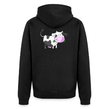 Nosy cartoon cow - Unisex Premium Organic Zip Hoodie - black - Back - Nico (187cm)