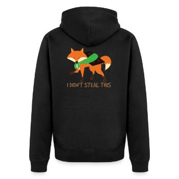 Lustiger Fuchs Fox Schokolade Trend Fun Geschenk - Unisex Premium Bio Zip Hoodie - Schwarz - Hinten - Nico (187cm)