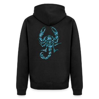Scorpion, bleue, DD - Veste à capuche bio Premium Unisexe - noir - Dos - Nico (187cm)