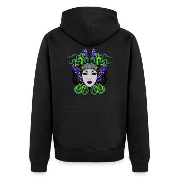 Medusa - Unisex Premium Bio Zip Hoodie - Schwarz - Hinten - Nico (187cm)