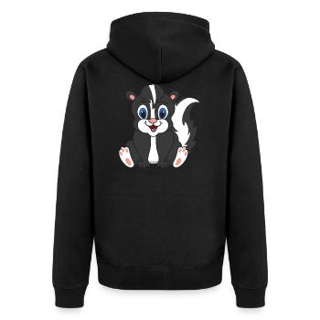 Stinktier - Unisex Premium Bio Zip Hoodie - Schwarz - Hinten - Nico (187cm)
