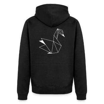 Swan origami - Unisex Premium Organic Zip Hoodie - black - Back - Nico (187cm)