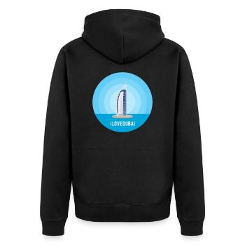 J'aime Dubaï - Veste à capuche bio Premium Unisexe - noir - Dos - Nico (187cm)
