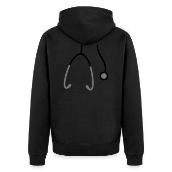 Hanging neck Stethoscope listening heartbeat pulse - Unisex Premium Organic Zip Hoodie - black - Back - Nico (187cm)