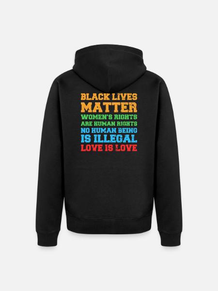 Human Rights Equality Statement - Unisex Premium Organic Zip Hoodie - black