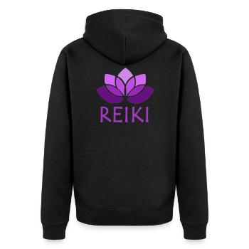 reiki violet - Veste à capuche bio Premium Unisexe - noir - Dos - Nico (187cm)