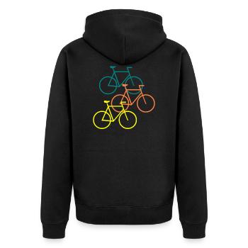 Fahrrad Familien Design - Unisex Premium Bio Zip Hoodie - Schwarz - Hinten - Nico (187cm)