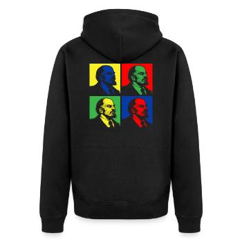 Pop Art Lenin - Unisex Premium Organic Zip Hoodie - black - Back - Nico (187cm)