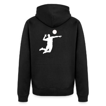 Volleyball - Unisex Premium Bio Zip Hoodie - Schwarz - Hinten - Nico (187cm)