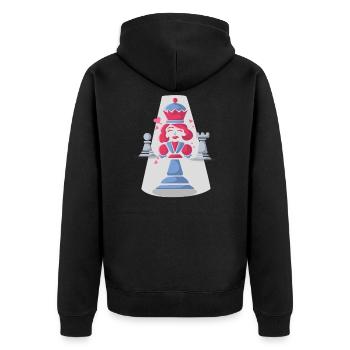 Schach Königin Dame Schachspielerin - Unisex Premium Bio Zip Hoodie - Schwarz - Hinten - Nico (187cm)