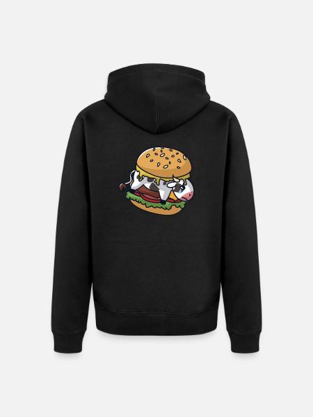 Cow in a burger - Unisex Premium Organic Zip Hoodie - black