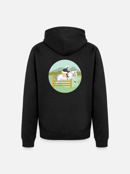 Cheval de saut d'obstacles - Veste à capuche bio Premium Unisexe - noir
