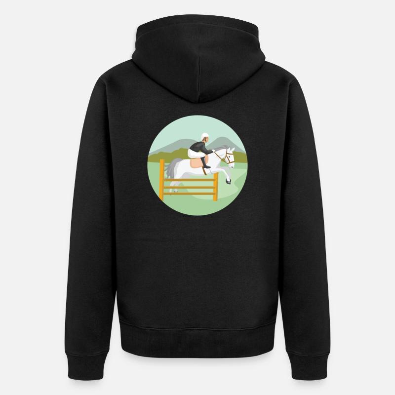 Cheval de saut d'obstacles - Veste à capuche bio Premium Unisexe - noir