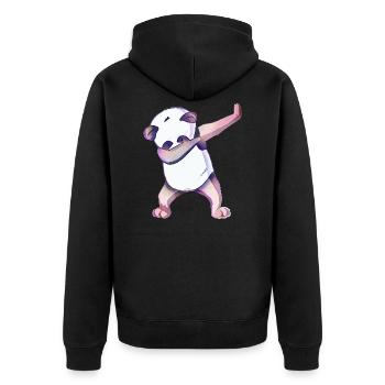 Panda - Unisex Premium Bio Zip Hoodie - Schwarz - Hinten - Nico (187cm)