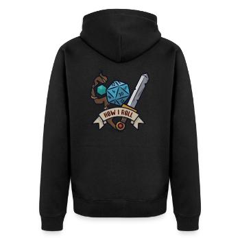 Rollenspiel Würfel - Unisex Premium Bio Zip Hoodie - Schwarz - Hinten - Nico (187cm)