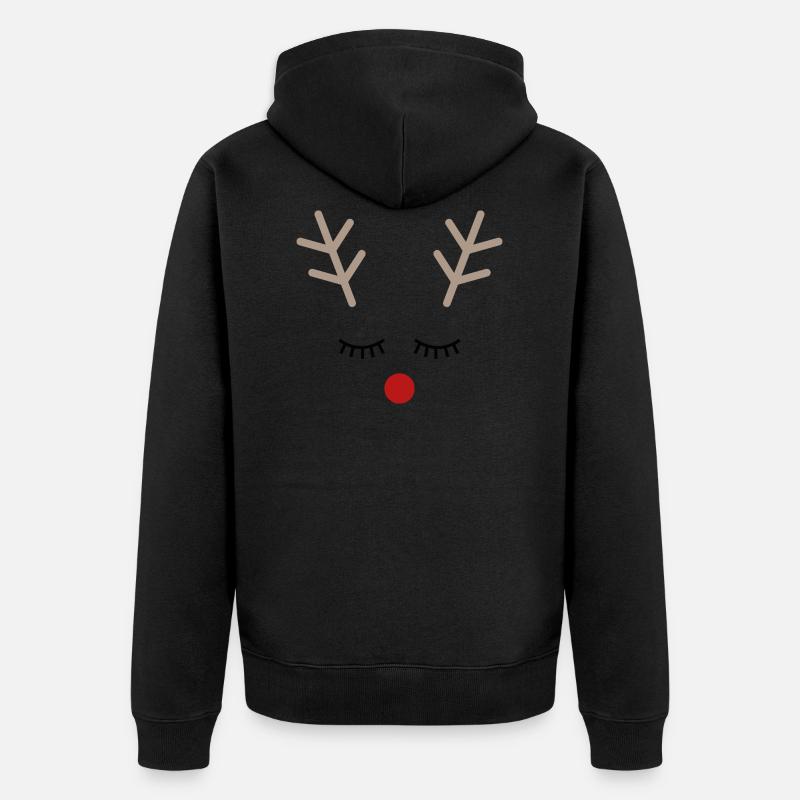 Idée cadeau visage renne Rudolph - Veste à capuche bio Premium Unisexe - noir