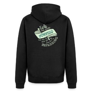 Fünfzig Fünfzigster 50. Geburtstag Geschenkidee - Unisex Premium Bio Zip Hoodie - Schwarz - Hinten - Nico (187cm)