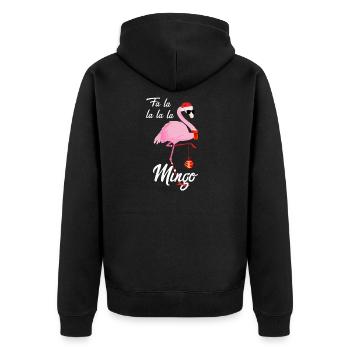 Weihnachts Flamingo Christmas cool Geschenk - Unisex Premium Bio Zip Hoodie - Schwarz - Hinten - Nico (187cm)