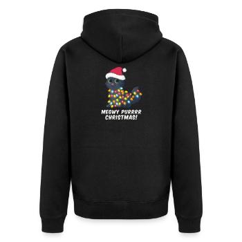 Cadeau de chapeau de Noël chat mignon Noël - Veste à capuche bio Premium Unisexe - noir - Dos - Nico (187cm)