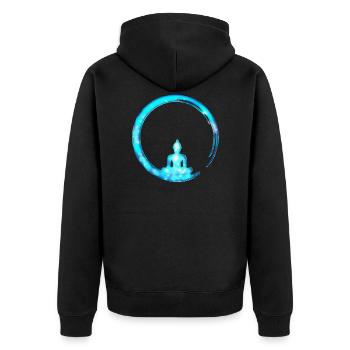Enso Zen meditation Buddha Japan Yoga Symbol - Unisex Premium Organic Zip Hoodie - black - Back - Nico (187cm)