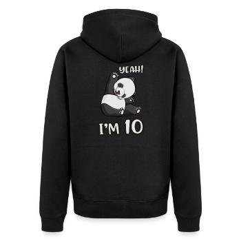 Cadeau de 10 ans anniversaire fille panda - Veste à capuche bio Premium Unisexe - noir - Dos - Nico (187cm)