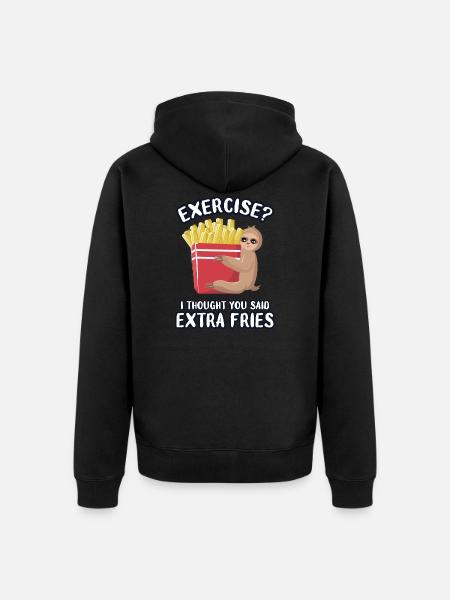 La pereza ama las papas fritas - Premium økologisk unisex-hættejakke - sort