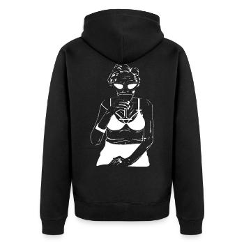 coole oma 2 - Unisex Premium Bio Zip Hoodie - Schwarz - Hinten - Nico (187cm)