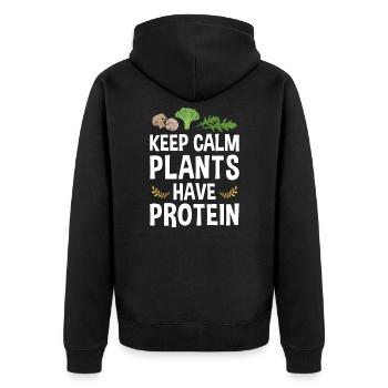 Plants Have Protein | Veganer Vegetarier Pflanzen - Unisex Premium Bio Zip Hoodie - Schwarz - Hinten - Nico (187cm)