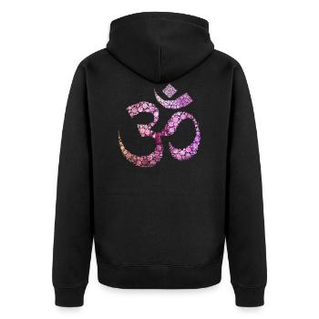 Bouddhisme méditation OM rose - Veste à capuche bio Premium Unisexe - noir - Dos - Nico (187cm)