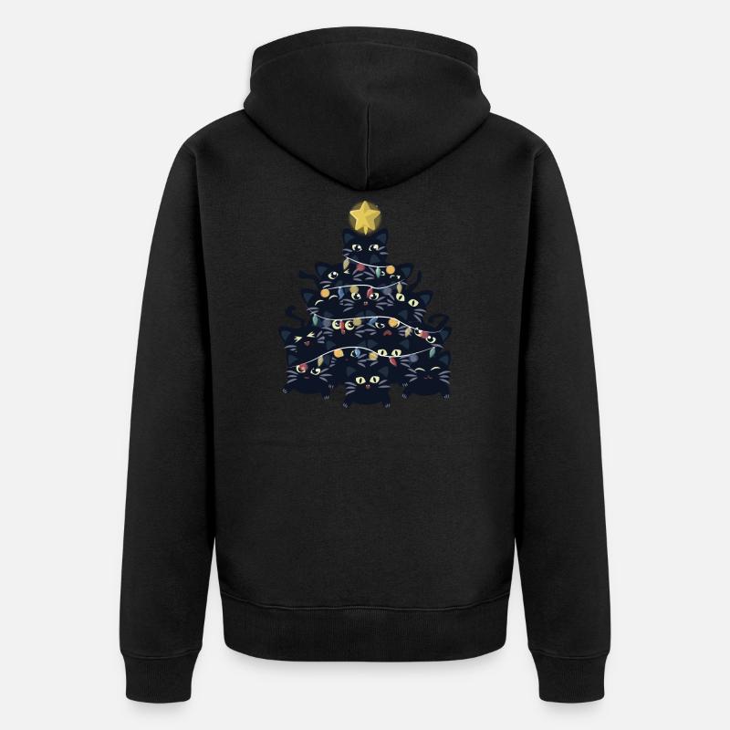 Weihnachtsbaum aus schwarzen Katzen - Unisex Premium Bio Zip Hoodie - Schwarz