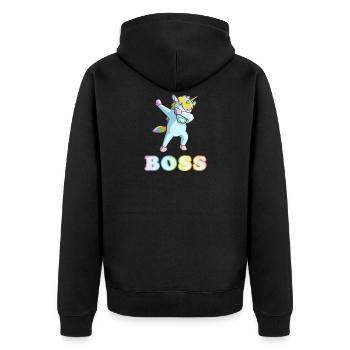 Tamponner cadeau d'anniversaire garçon licorne patron - Veste à capuche bio Premium Unisexe - noir - Dos - Nico (187cm)