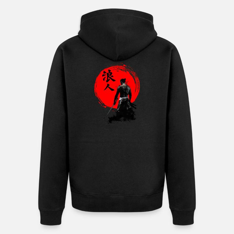 Samurai warrior - Unisex Premium Organic Zip Hoodie - black