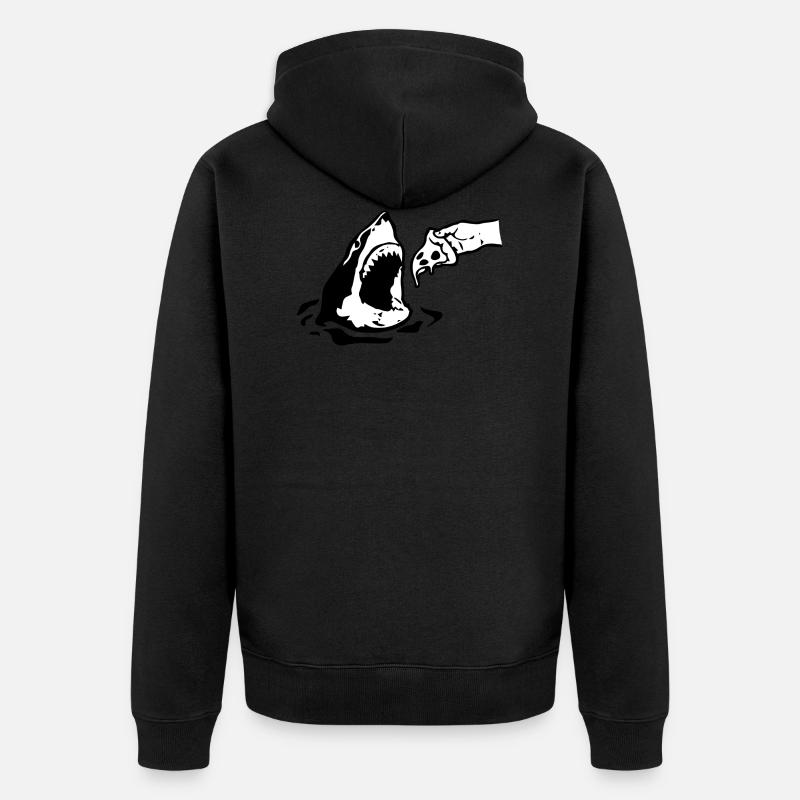 Hai mit Pizza Geschenk Idee - Unisex Premium Bio Zip Hoodie - Schwarz