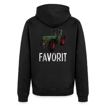 Traktor Favorit Retro Vintage Design - Unisex Premium Bio Zip Hoodie - Schwarz - Hinten - Nico (187cm)