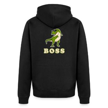 Dabbing T-Rex Boss cool Dino Chef Vater Geschenk - Unisex Premium Bio Zip Hoodie - Schwarz - Hinten - Nico (187cm)